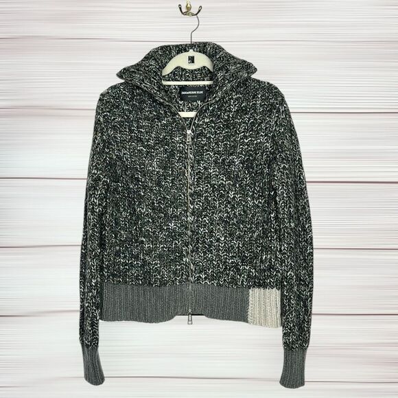 Zadig & Voltaire Deluxe Gray Wool Mohair Blend Full Zip Cardigan High Neck S - Picture 5 of 13